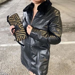 Daniel Leather Jacket Fur Collar Vintage